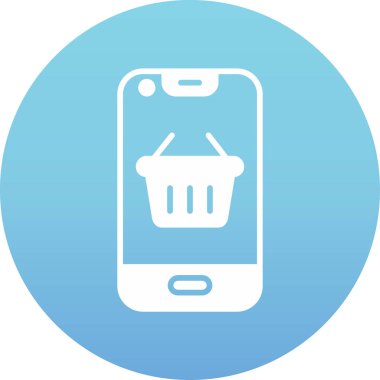 Mobil alışveriş simgesi vektör illüstrasyonu