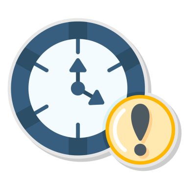 Saat ve zaman simgesi. Beyaz arkaplanda izole edilmiş zaman saat vektör simgesinin düz çizimi