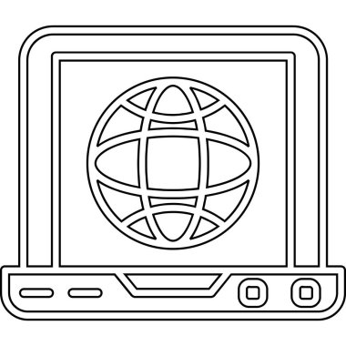 tablet bilgisayarı dünya ikon vektör çizim tasarımı