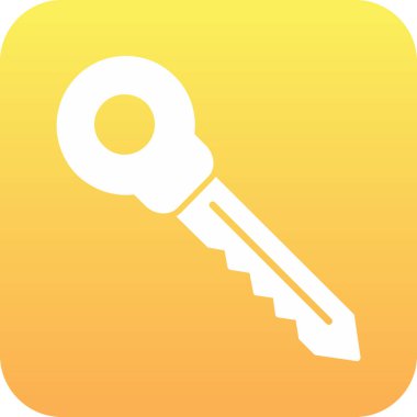 anahtar simgesi soyut sarı kare düğmesine izole edildi