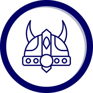 Bir motosiklet kaskının mavi beyaz çizgi film ikonunun vektör çizimi