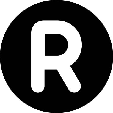 Beyaz bir dairenin ortasındaki bir harfin vektör simgesi