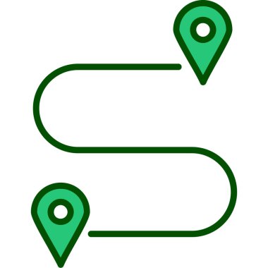 güzergah konum simgesi. Çizgi haritası konum belirleyici vektör rengi düz izole