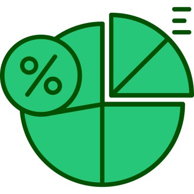 Yüzde sembolü ve grafik grafiği olan pasta grafiği