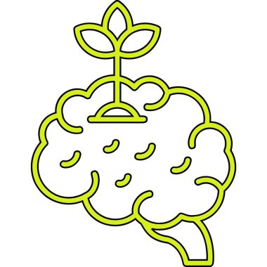 Bir beyin ve bitkinin vektör çizimi