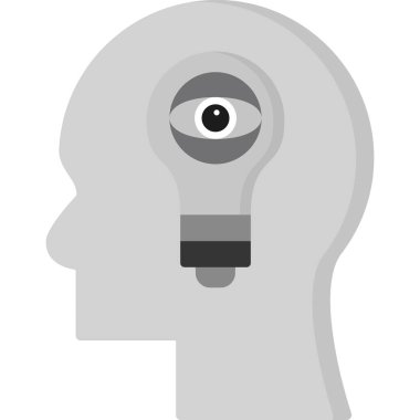 Ampul ikonlu insan kafası, düz tasarım