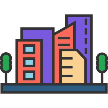 Bina. Web simgesi basit illüstrasyon