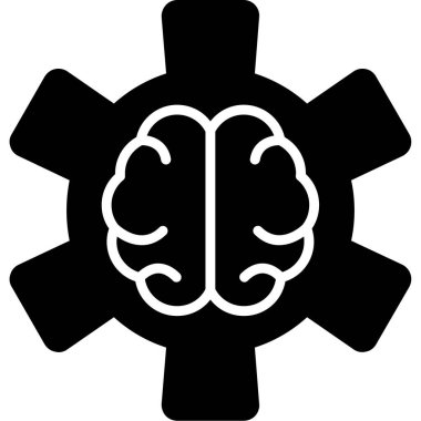 Cogwheel simgesi olan beyin, basit biçim
