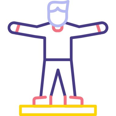 Kaykay simgesi olan adam, vektör illüstrasyonu