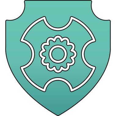 Mavi arkaplanda izole edilmiş modaya uygun düz stil kalkan simgesi.