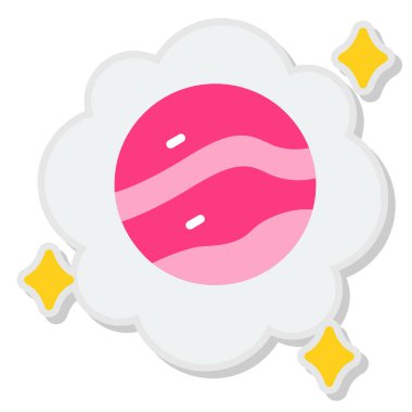 Beyaz arkaplanda izole edilmiş pembe, sarı ve beyaz çizgi filmin vektör çizimi.