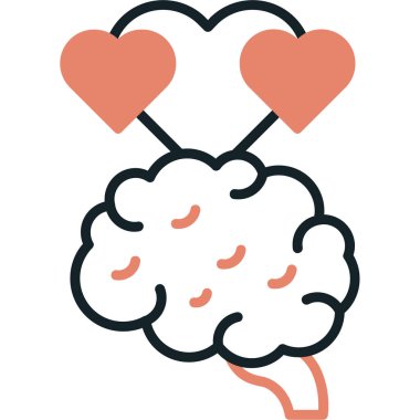 Aşk simgesi olan beyin, vektör illüstrasyonu