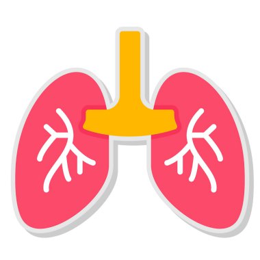 Akciğer ikonu. Web tasarımı için akciğerlerin düz çizimi sembol vektörü
