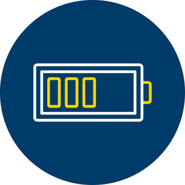 pil vektör simgesi. Bu düz yuvarlak sembol sarı renk ve yuvarlak açılar kullanır ve beyaz arkaplanda izole edilir..