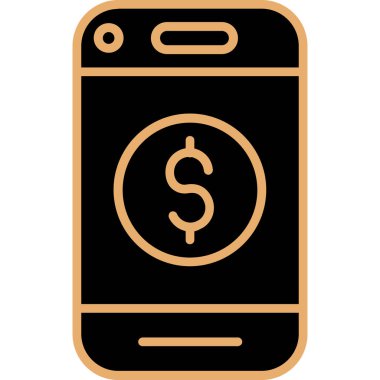 Dolar cep telefonu simgesi renk ana hatları vektörü