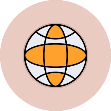 Gezegen Dünya simgesi renk ana hatları vektörü