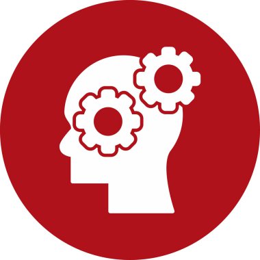 İnsan kafa vektör simgesi. biçim düz sembol, kırmızı renk, yuvarlak açılar, beyaz arkaplan