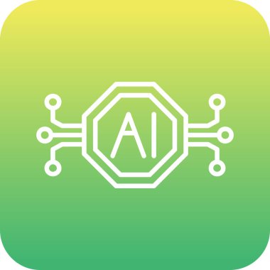 Yapay zeka ikonu, vektör illüstrasyonu, yapay zeka kavramı