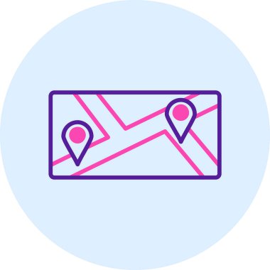 Harita simgesi vektörü. İnce çizgi işareti. izole edilmiş sınır sembolü çizimi