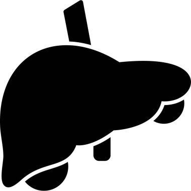 Karaciğer vektör simgesi. biçim düz sembol, siyah renk, yuvarlak açılar, beyaz arkaplan.