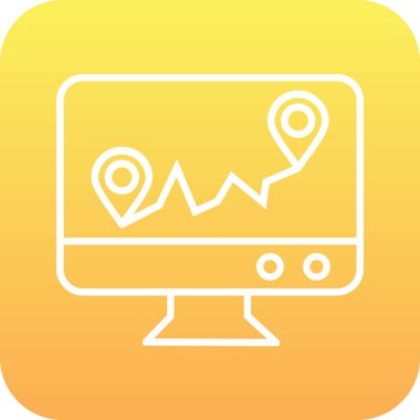 GPS aygıtı simgesine sahip harita işaretleyici, basit ana hatlı vektör çizimi