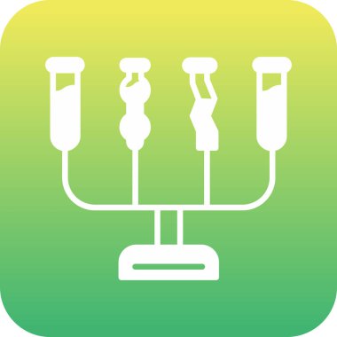 Test tüpü ikonlu beyaz çizgi elma uzun gölgeli. Yapraklı elma. vektör illüstrasyonu