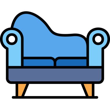 Koltuk ikonu. Taslak koltuk vektör simgesi rengi düz izole