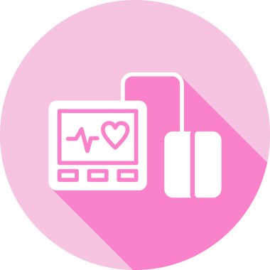 Kalp atışı ve pembe kalp atışı olan bir tabletin vektör çizimi