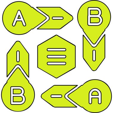 Değişik harf türlerinin vektör simgeleri kümesi.