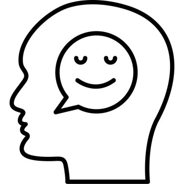 Konuşma baloncuklu insan kafası, basit çizgi simgesi