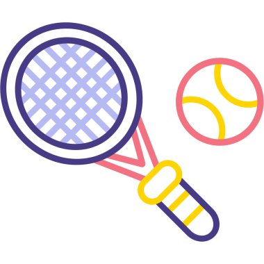 Tenis raketi ve top vektör tasarımı çizimi