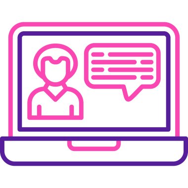 Sohbet simgesi çizimi olan dizüstü bilgisayar