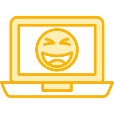 Dizüstü bilgisayar simgesi vektör çizimi ile gülümse