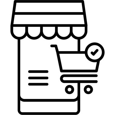 ecommerce ekommerce alışveriş simgesi ana hat biçiminde