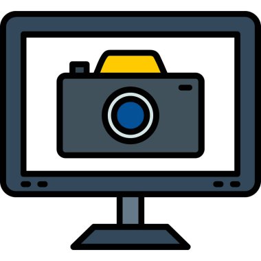 Kamera. Web simgesi basit bir illüstrasyon. fotoğrafçılık