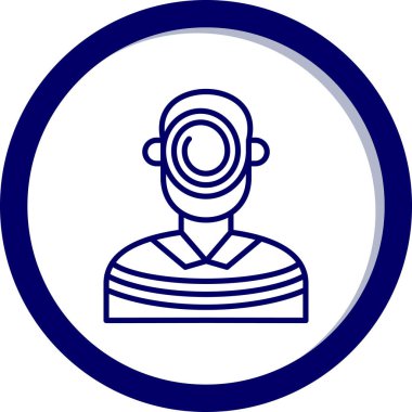 Mavi yuvarlak çerçeveli bir adamın vektör çizimi