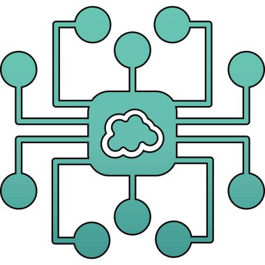 Bulutlu bir bulut ağının vektör çizimi