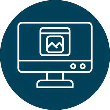 Bilgisayar monitörü simgesi soyut bir grupta izole edildi