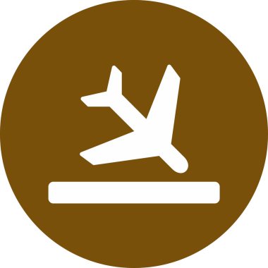 Uçak vektör simgesi. biçim düz yuvarlak sembol, turuncu renk, yuvarlak açılar, beyaz arkaplan.