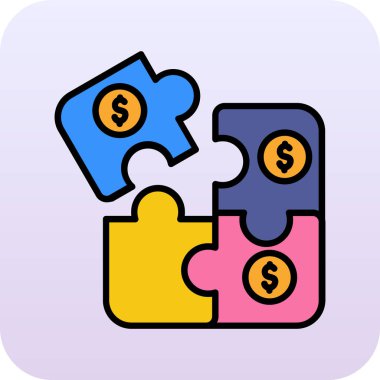 bulmaca ve dolar sikkeleri simgesi, vektör tasarımı