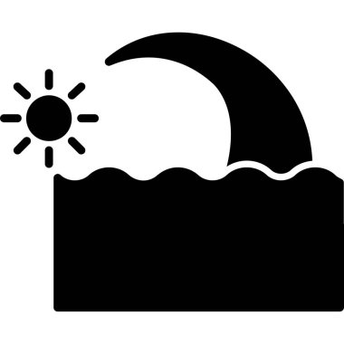 Güneş ve Ay 'ın vektör çizimi. Ağ için güneş ve hava durumu sembolü.