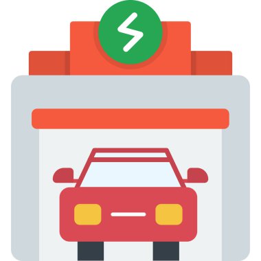 araba şarj istasyonu simgesi düz stil