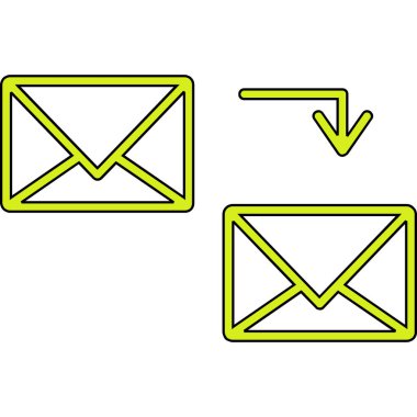 e-posta pazarlama simgesi düz biçimde ayarlandı. Beyaz arkaplanda e-posta vektörü illüstrasyonu.
