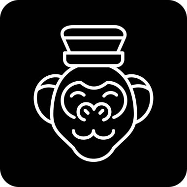 maymun vektör simgesi. biçim düz tasarım, düğme, siyah renk, beyaz arkaplan