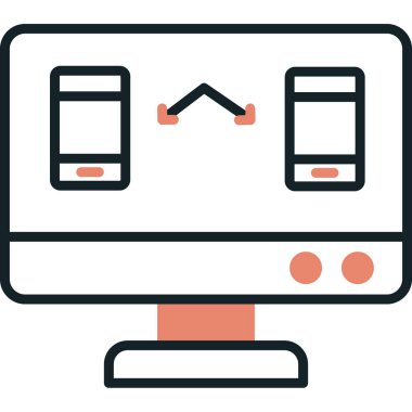 Bilgisayar monitörü. Web simgesi basit illüstrasyon