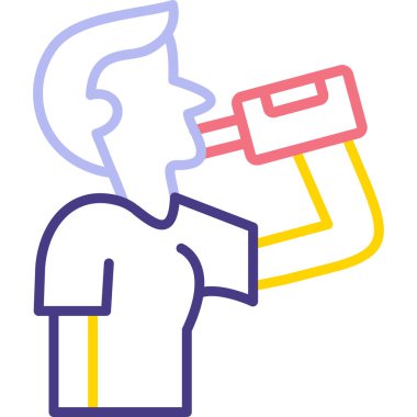 Bira bardağı ikonu tutan adam.