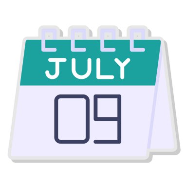 19 Temmuz tarihli düz takvim simgesi, takvim günü simgesi