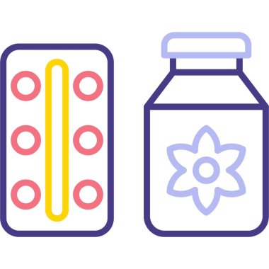 İlaç ve hap ikonunun vektör illüstrasyonu