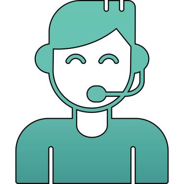 Çağrı merkezi operatör simgesi. Web için çağrı merkezi vektör simgesinin özet çizimi