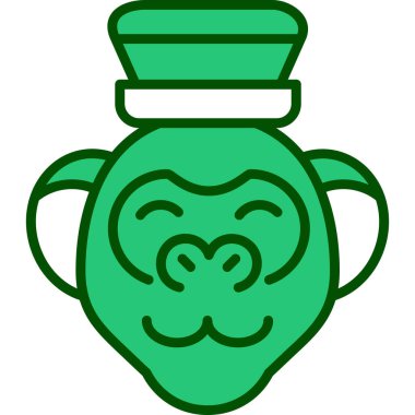 Bir şişe birayla yeşil maymun, bir bardak taçlı bira.